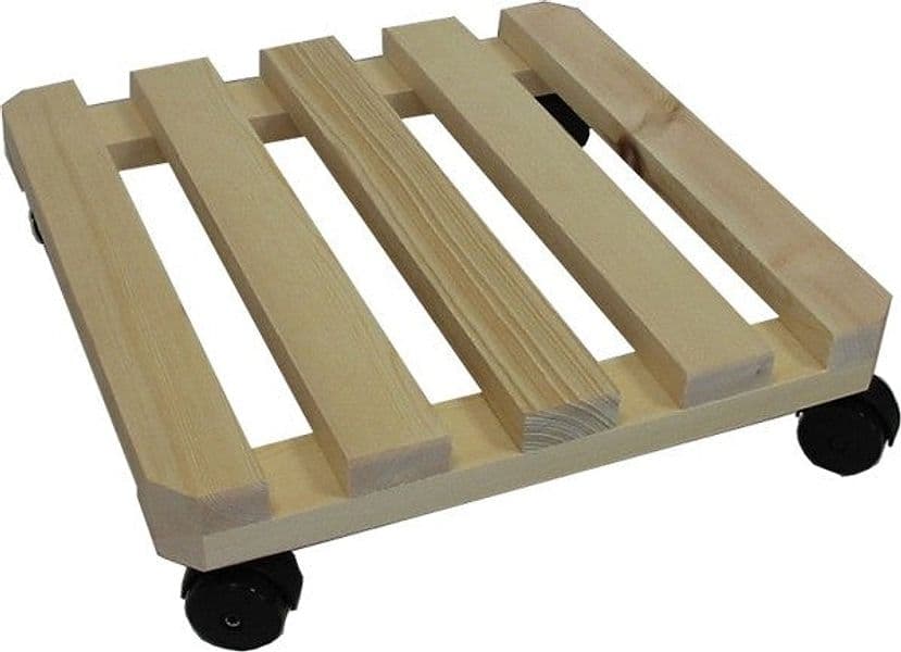 Portavaso Mobile in Legno Scuro con Ruote Cm 34 x 34