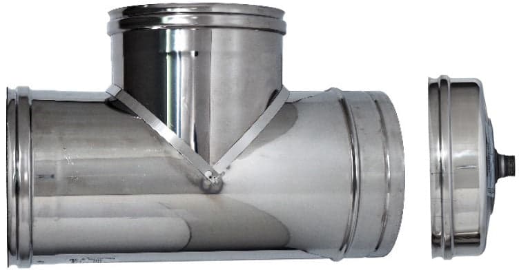 Raccordo a T Inox AISI 316L per Stufe + Tappo Ø Cm 12 Fem Fem Mas