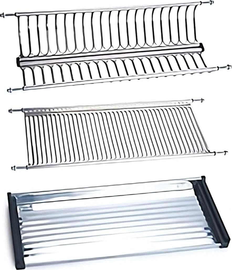 Scolapiatti Regolabile per Pensile in Inox 18 10 con Vaschetta Cm 76