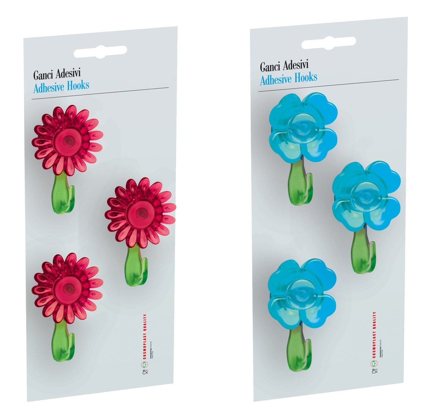 Set 3 Ganci Adesivi ad 1 Posto 3 Pezzi Fantasia Margherita