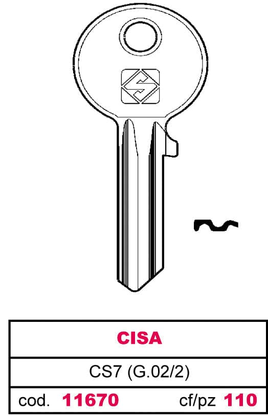 Silca CHIAVE OTTONE CS7 (G.VAC 2) CISA 50.00 pz