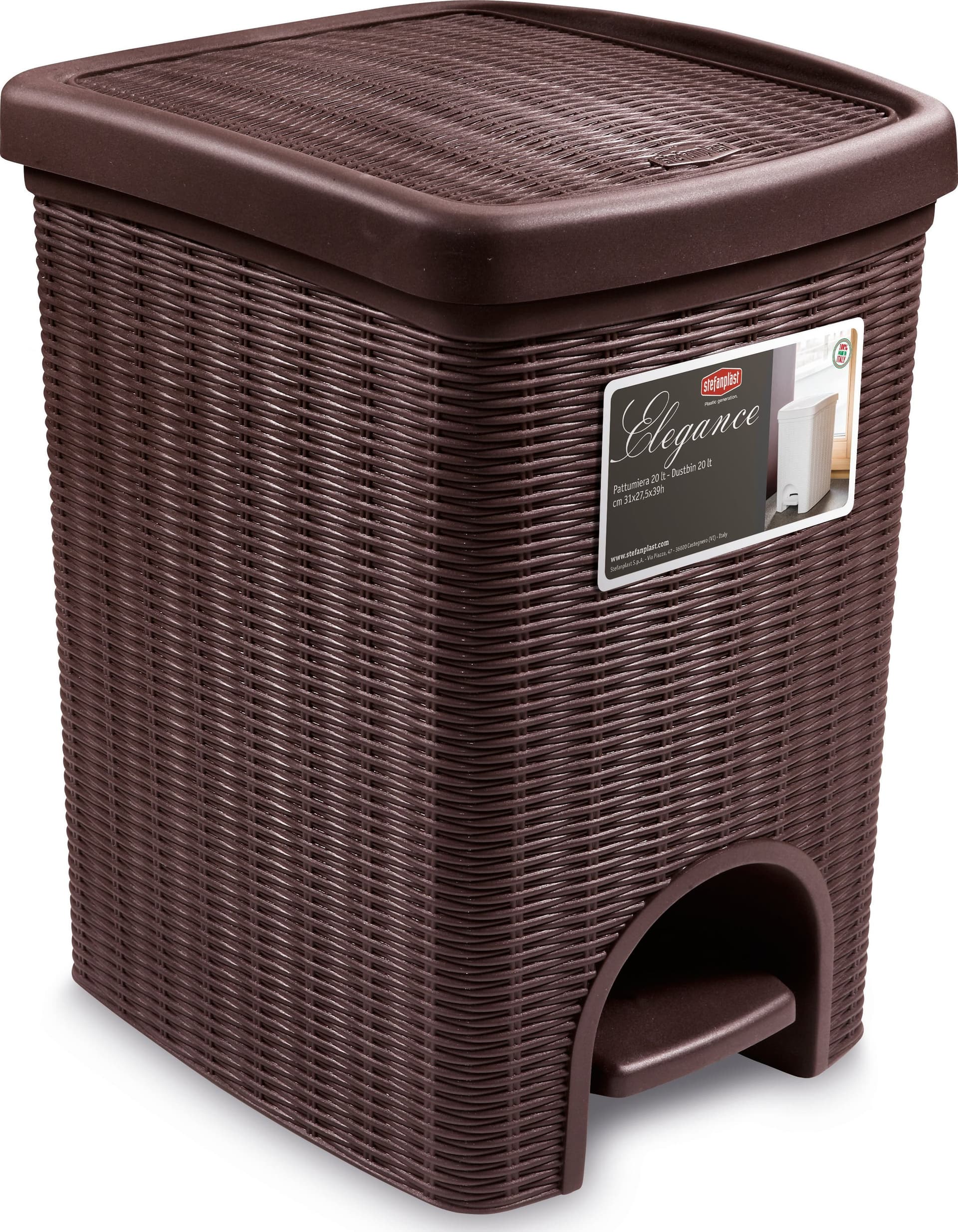 Pattumiera Bagno Elegance L 20 cm 31 x 27 5X39 H Colore Moka Stefanplast