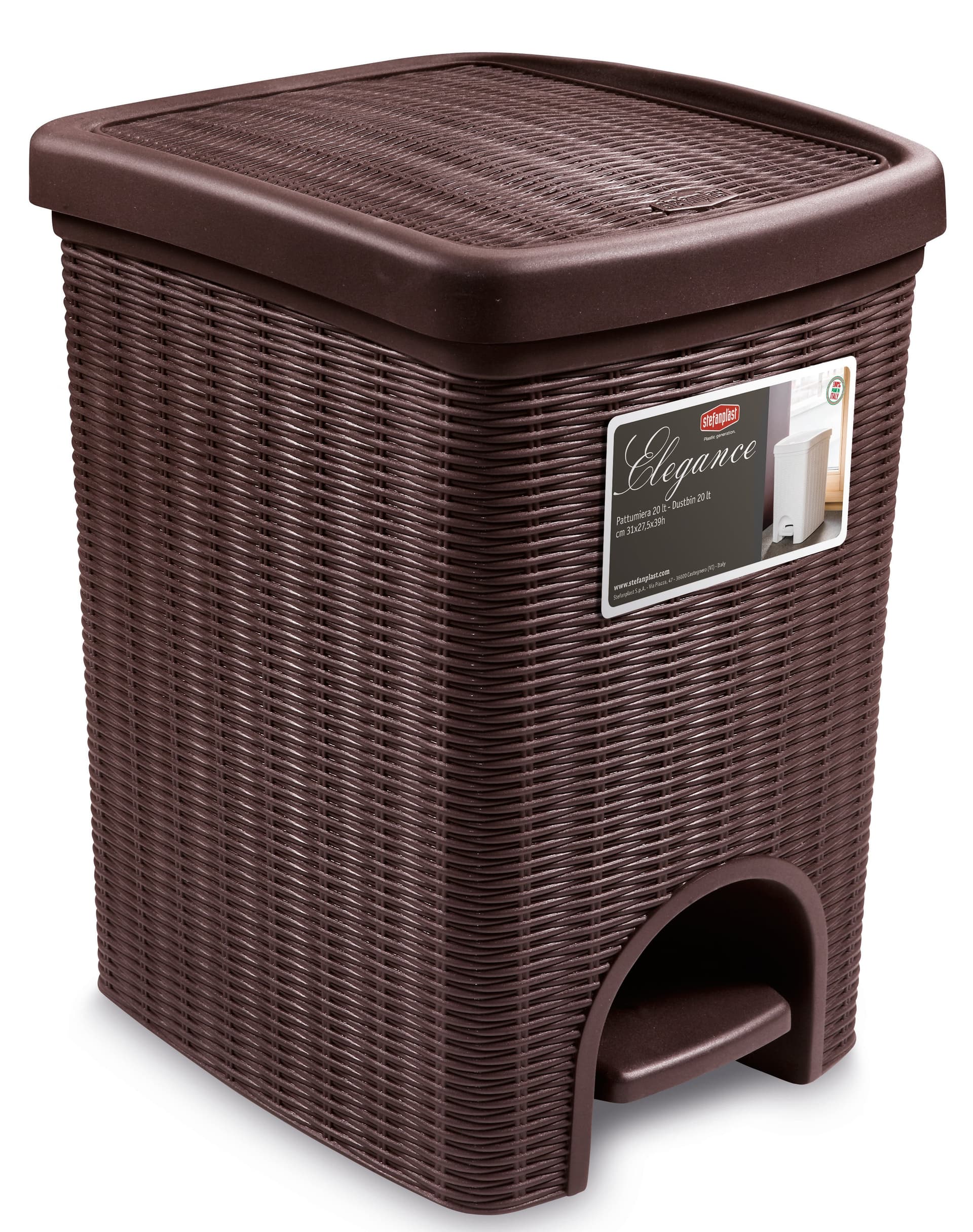 Pattumiera Bagno Elegance L 20 cm 31 x 27 5X39 H Colore Moka Stefanplast