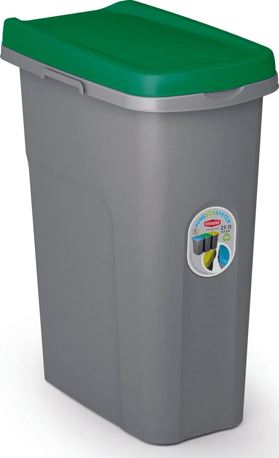 Pattumiera Eco System L 15 cm 33 x 22X41 H Grigio Verde Stefanplast