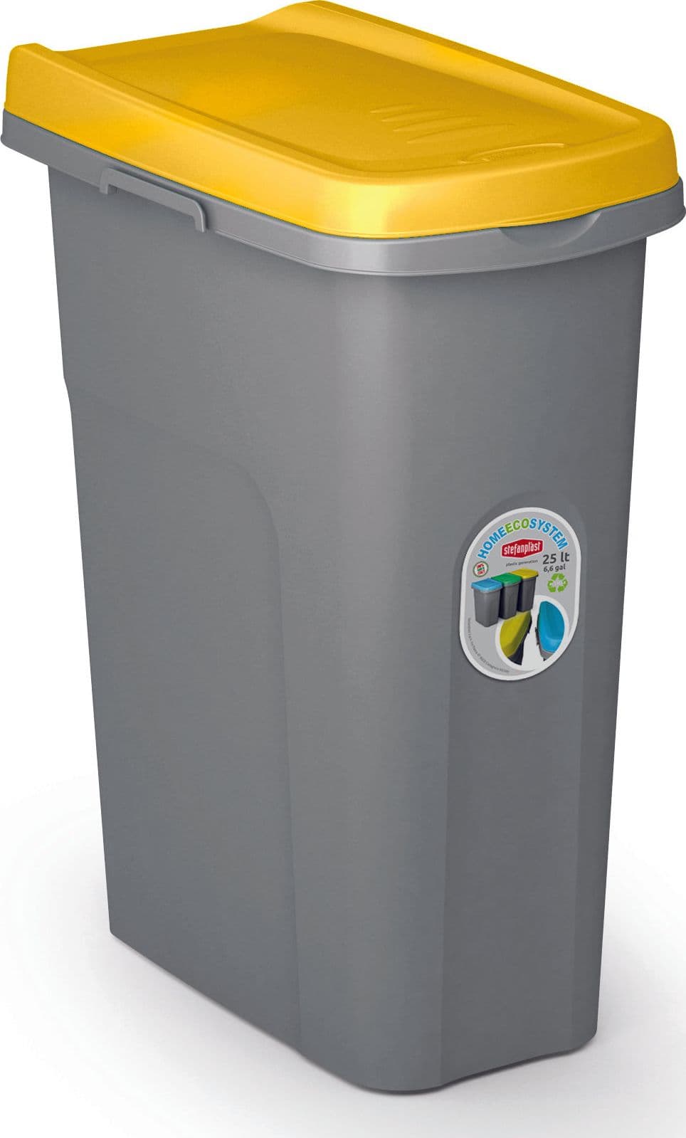 Pattumiera Eco System L 25 cm 39 x 24X51 H Grigio Giallo Stefanplast