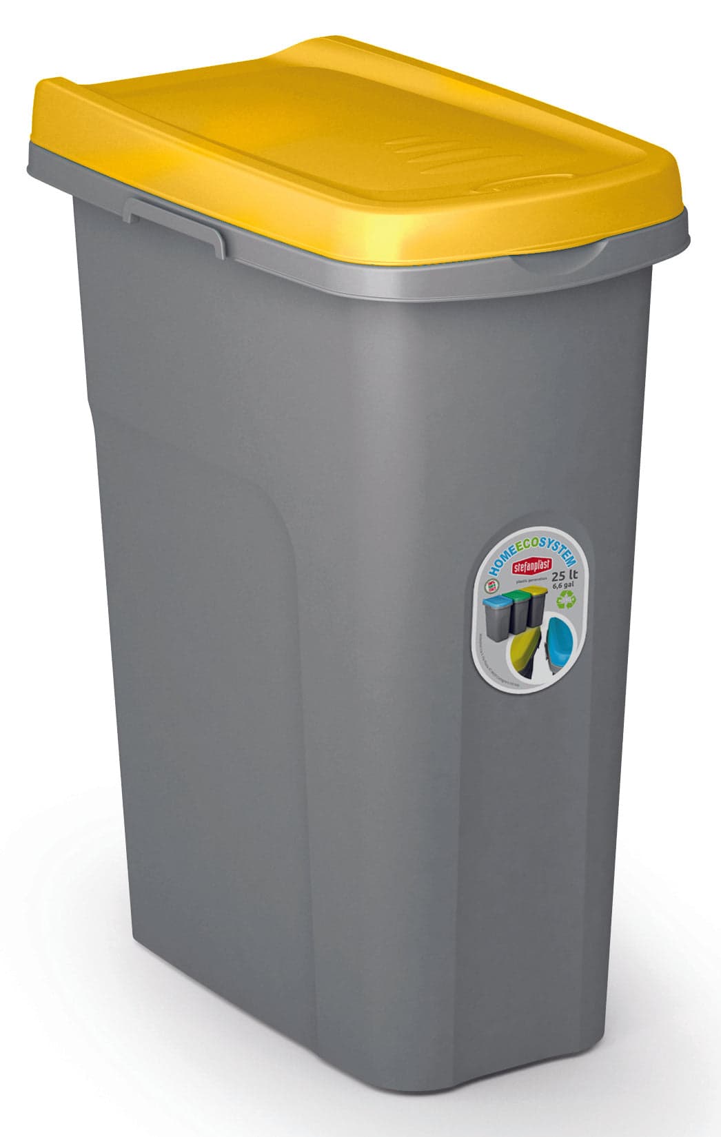 Pattumiera Eco System L 25 cm 39 x 24X51 H Grigio Giallo Stefanplast