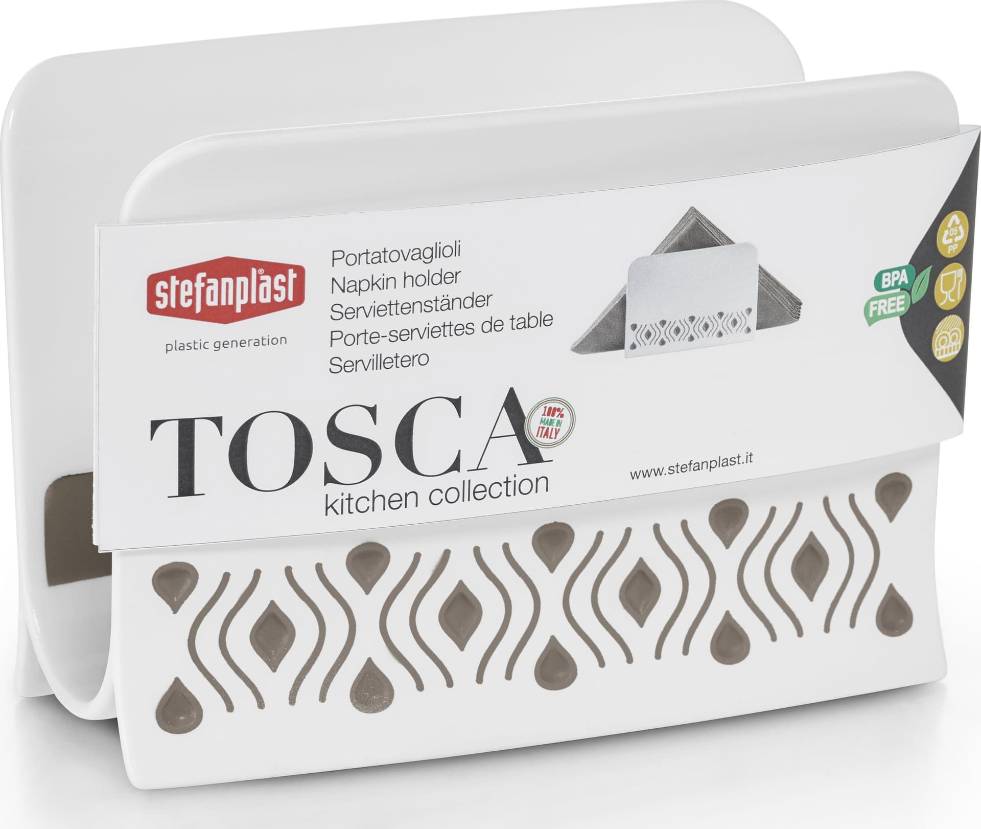Portatovaglioli Tosca Bianco Tortora Chiaro Stefanplast