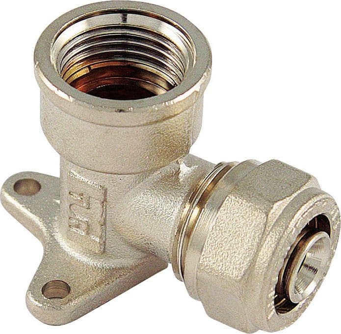 Raccordo per Tubo Multistrato Curvo Femmina con Flangia Misura 16X1/2 10