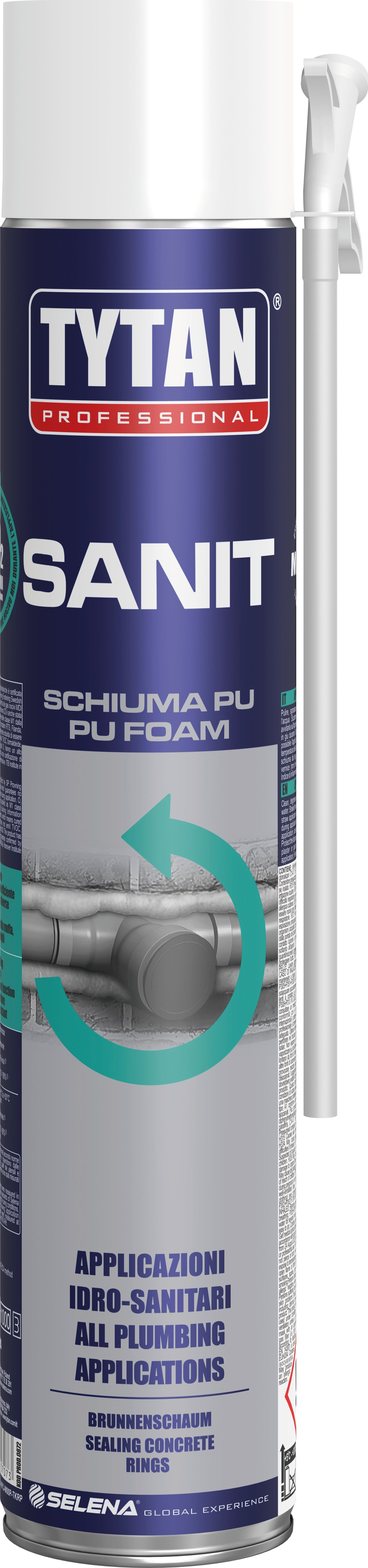 Schiuma Poliuretanica Sanit Manuale Ml. 750 per Sanitari e Pozzetti Tytan