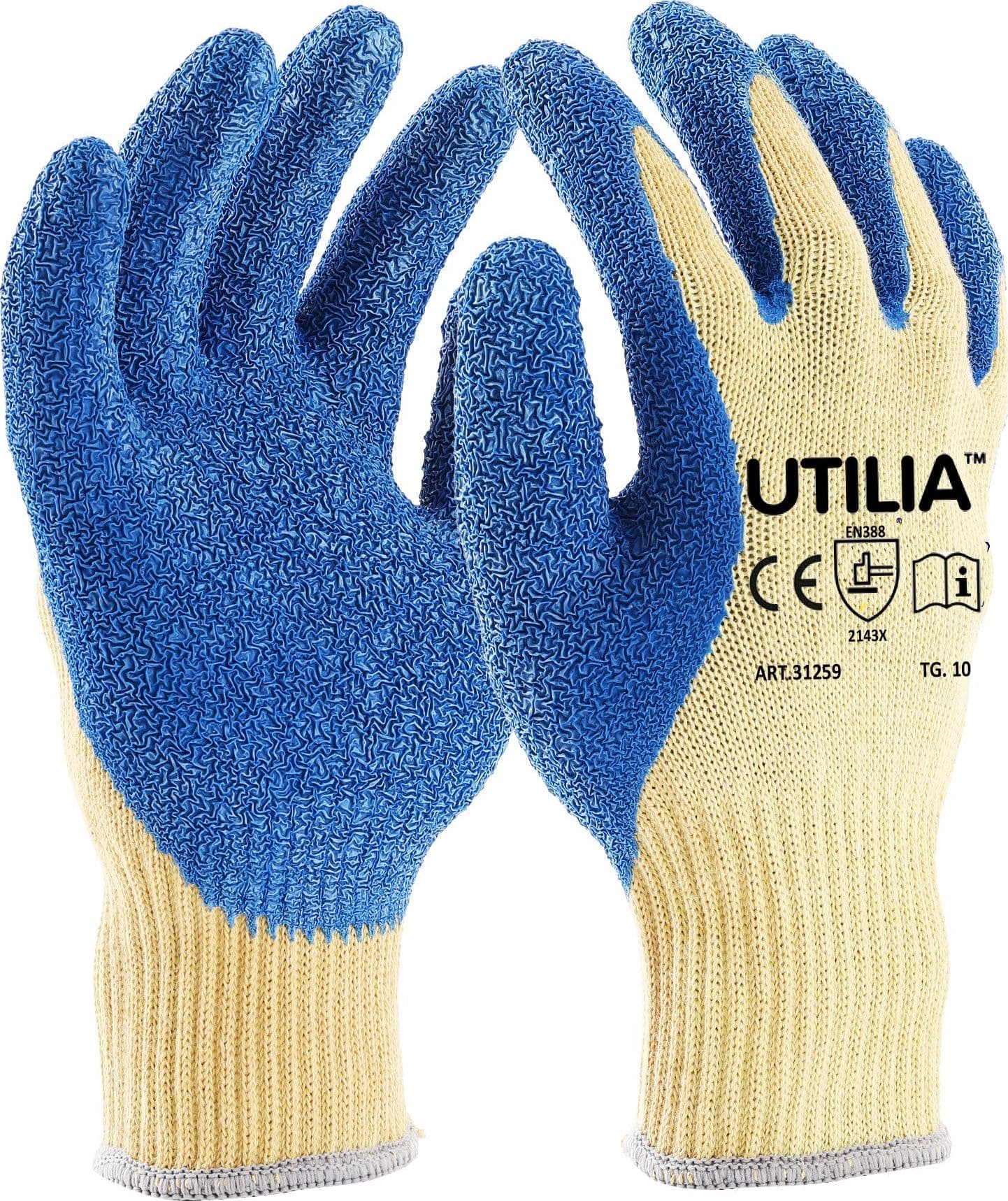 Guanti in Lattice Cotone Colore Blu Tg. 9 12.00 Paia Utilia