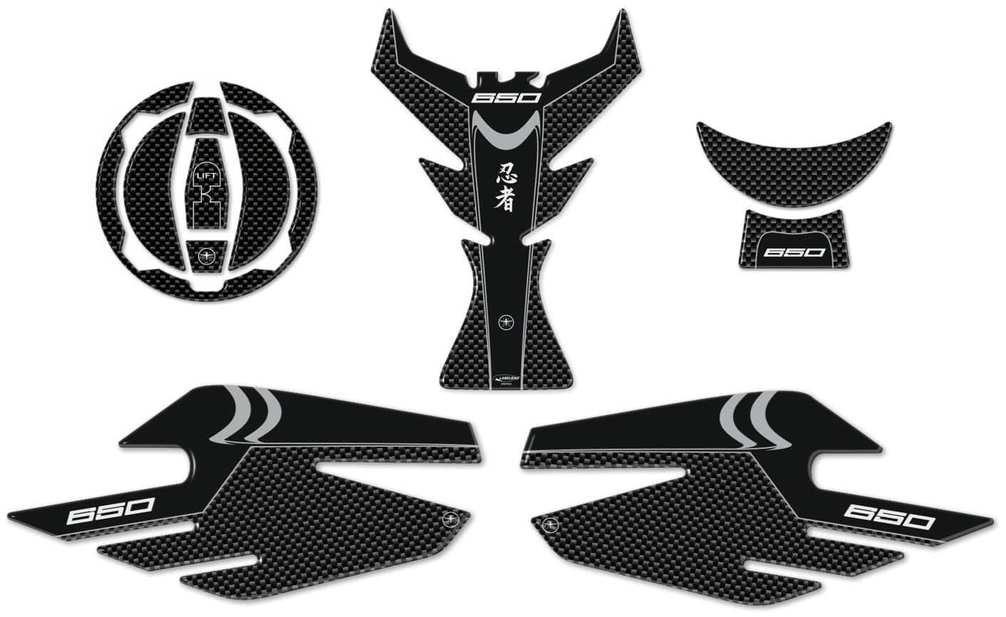 Kit Adesivi Resina 3D Protezioni compatibili con Kawasaki Ninja 650 carbon