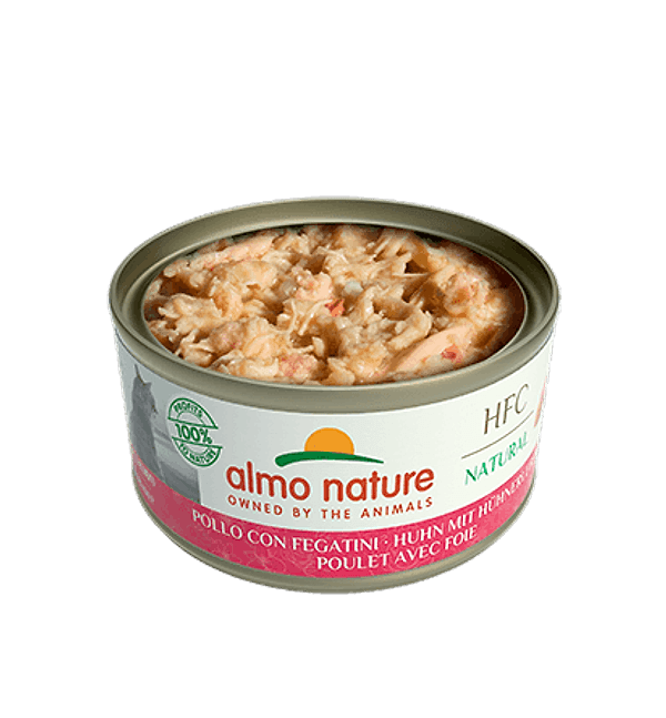 Almo Nature Scatoletta HFC Natural gusto Pollo e Fegatini per Gatti Adulti 70gr