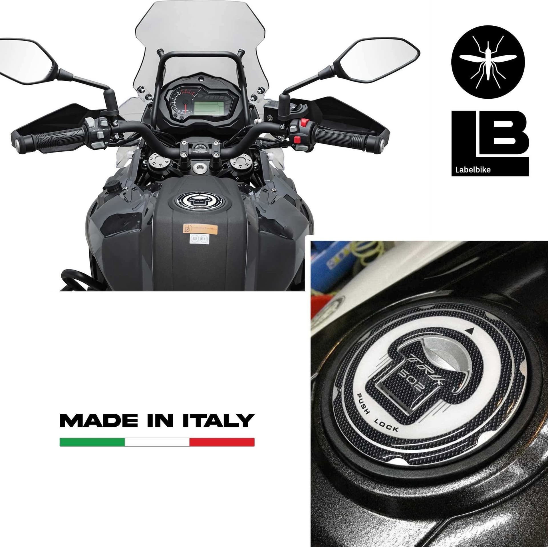 ADESIVO RESINATO GEL TAPPO SERBATOIO compatibile per moto BENELLI TRK 502 Bianco in Paraserbatoio LabelBike - Bibbiano, commercioVirtuoso.it