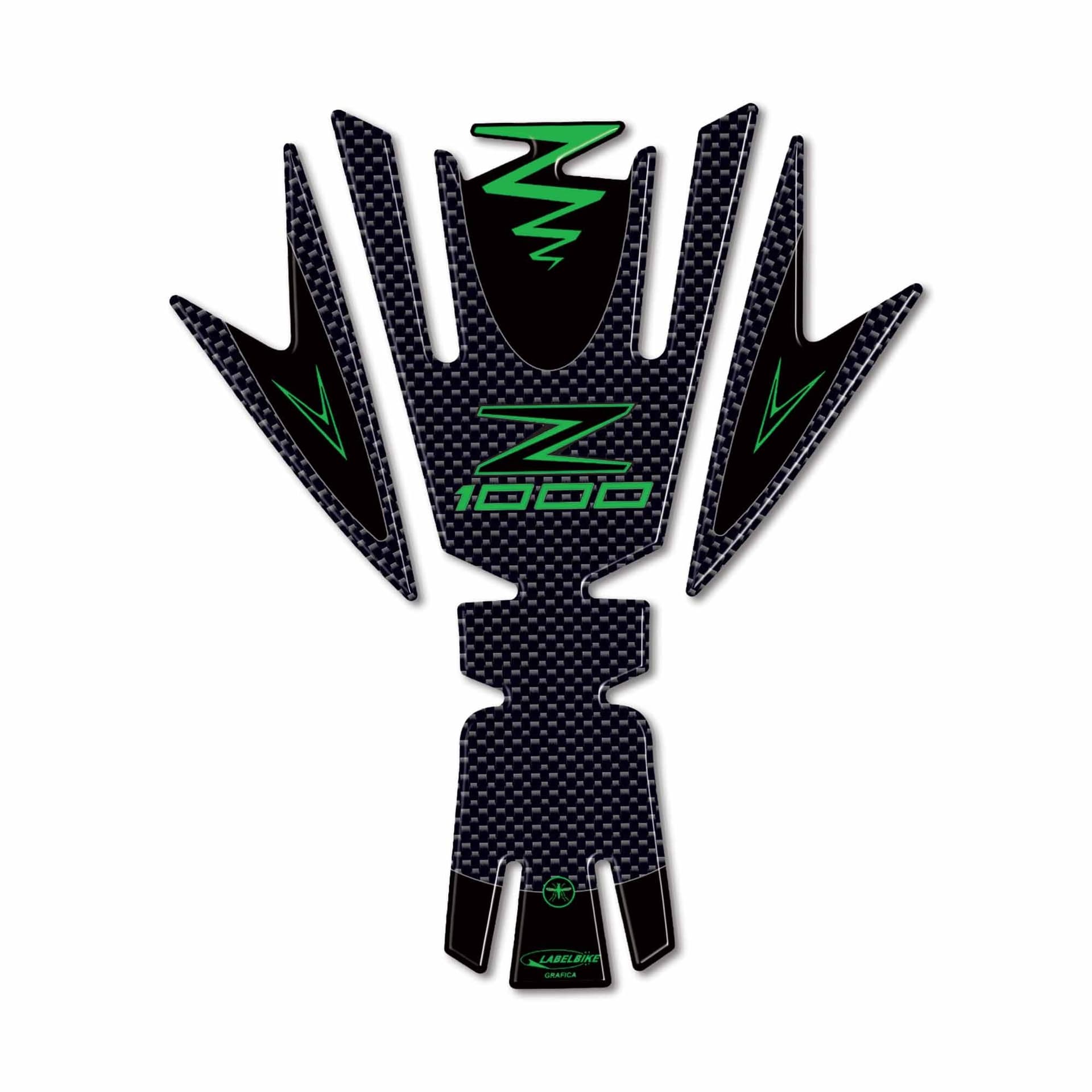 Paraserbatoio moto adesivo 3D verde compatibile con Kawasaki Z1000 2010-2020 in Paraserbatoio LabelBike - Bibbiano, commercioVirtuoso.it