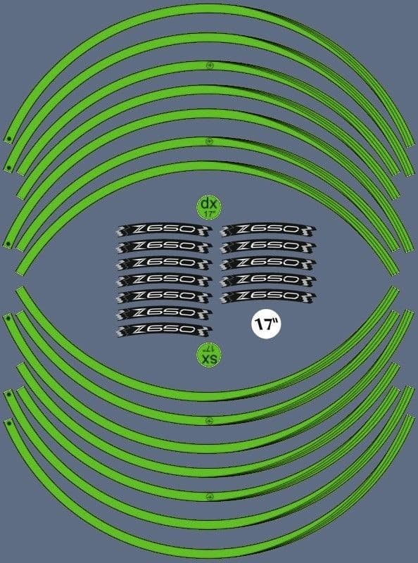 KIT STRISCE ADESIVE VERDI compatibili per CERCHI 17 MOTO KAWASAKI Z650 TUNING in Decalcomanie adesivi e magneti LabelBike - Bibbiano, commercioVirtuoso.it