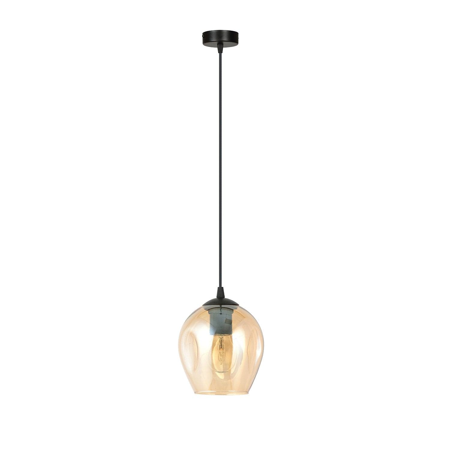 Sospensione 1 Luce Istar In Acciaio Nero E Vetro Ambra in Lampade a sospensione LuceArt - Montecorvino Pugliano, commercioVirtuoso.it