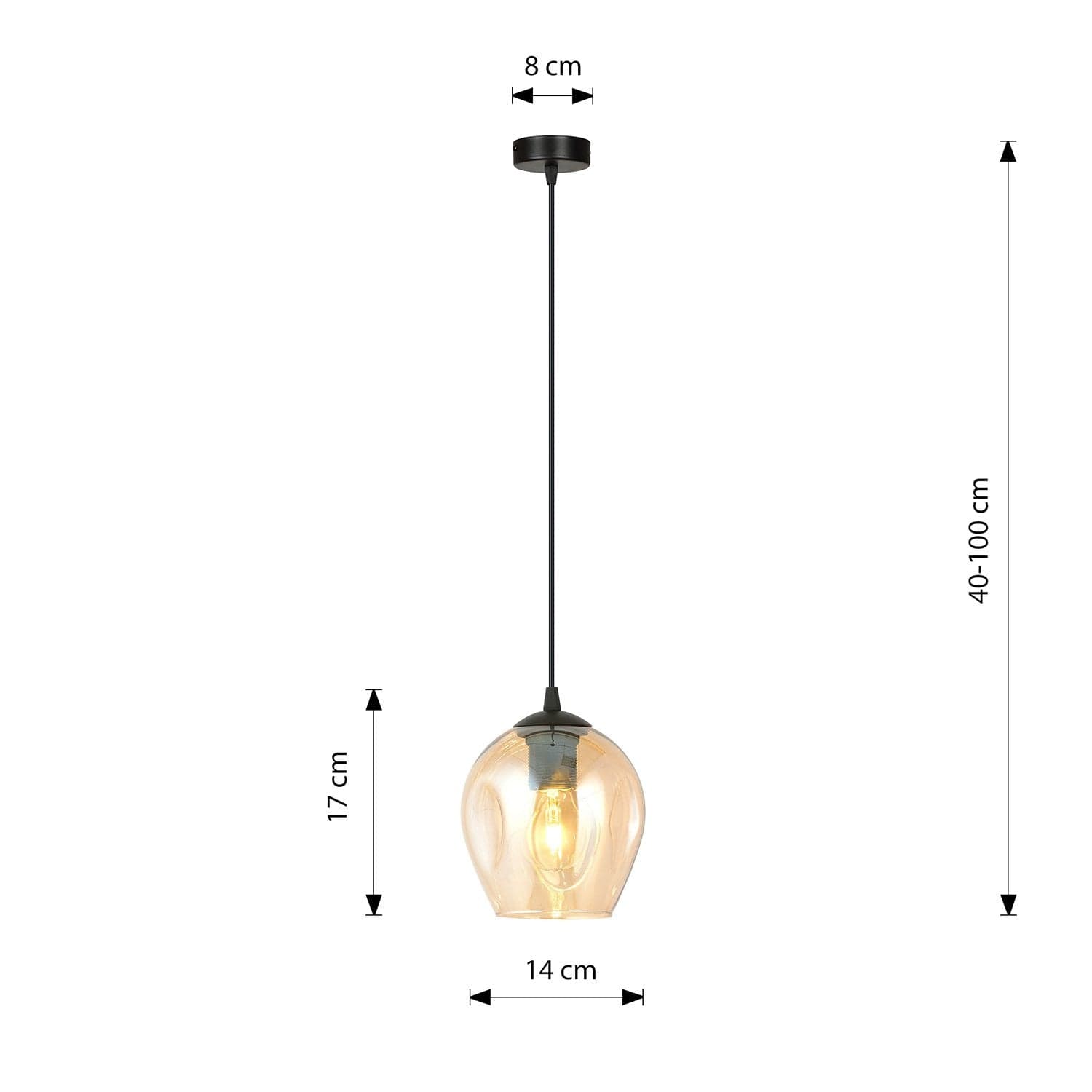 Sospensione 1 Luce Istar In Acciaio Nero E Vetro Ambra in Lampade a sospensione LuceArt - Montecorvino Pugliano, commercioVirtuoso.it