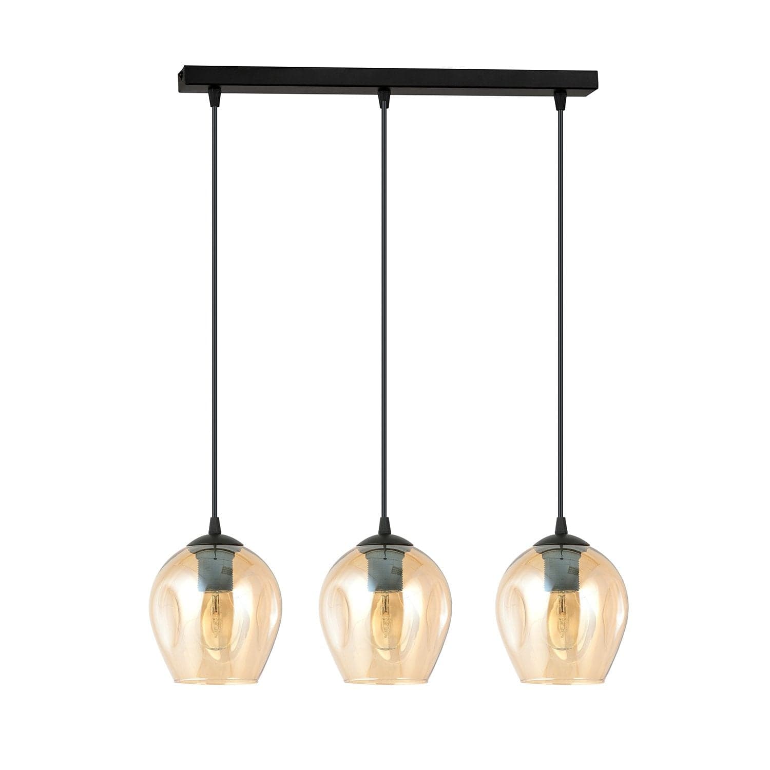 Lampadario 3 Luci Istar In Acciaio Nero E Vetri Ambra in Lampade a sospensione LuceArt - Montecorvino Pugliano, commercioVirtuoso.it