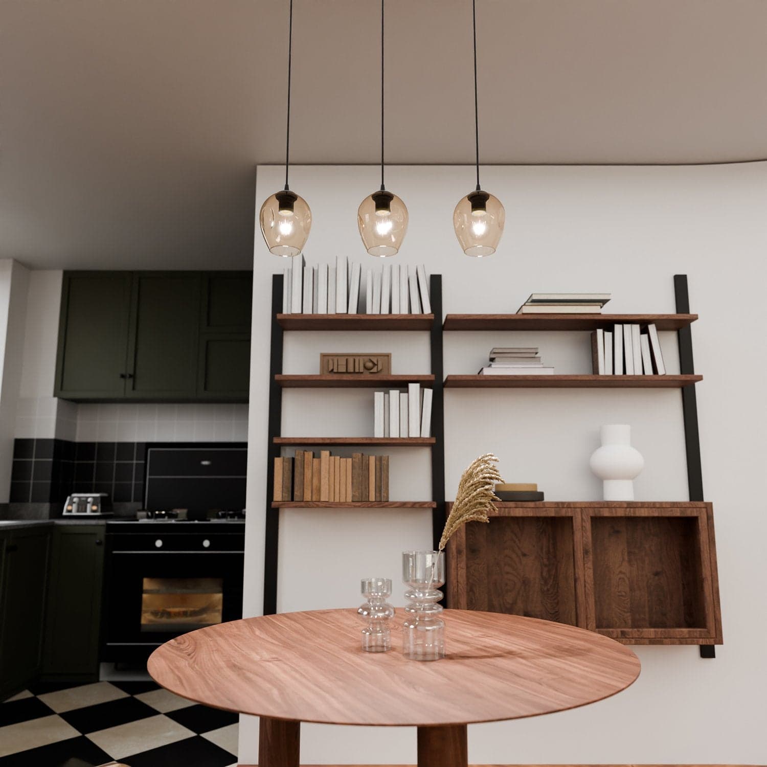 Lampadario 3 Luci Istar In Acciaio Nero E Vetri Ambra in Lampade a sospensione LuceArt - Montecorvino Pugliano, commercioVirtuoso.it