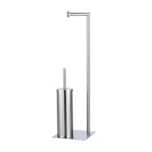 Piantana Portascopino Con Portarotolo Base Rettangolare In Acciaio Satinato L30Xh80,5Xp20 Cm Feridras in Scopini e porta scopini BricoGo - Marano di Napoli, commercioVirtuoso.it