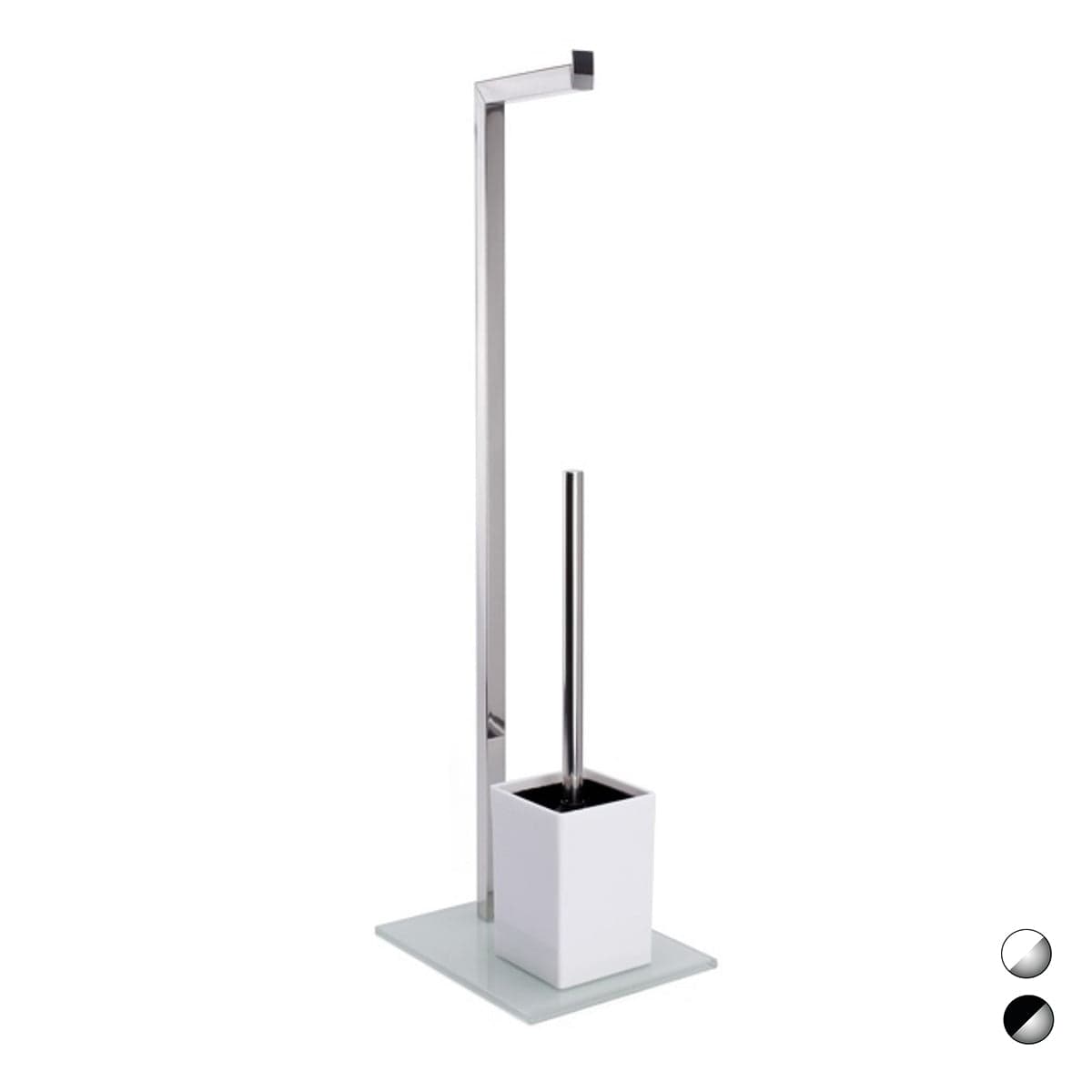 Piantana Colonna Acciaio Inox Porta Scopino Base Vetro Rettangolare- Acciaio Inox Vetro Bianco- Spire- Pezzi 1 in Scopini e porta scopini BricoGo - Marano di Napoli, commercioVirtuoso.it