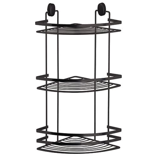 Mensola Doccia Angolare 3 Ripiani In Acciaio Nero Opaco Linea Cover Black Feridras