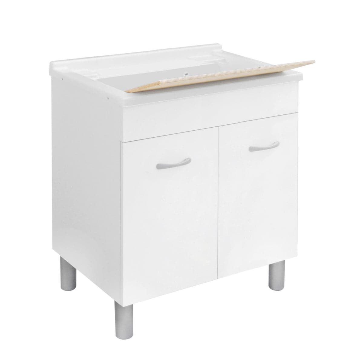 Lavatoio Con Mobile In Nobilitato E Tavola In Legno- L Cm. 80 X P Cm. 50- Dh- Pezzi 1 in Mobiletti con lavabo BricoGo - Marano di Napoli, commercioVirtuoso.it