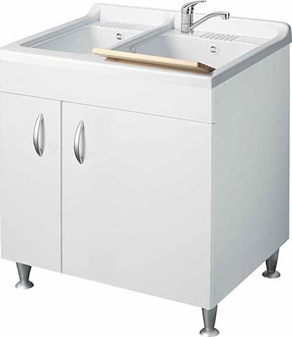 Lavatoio con Mobile in Nobilitato e 2 Vasche Dh L Cm 75 x P Cm 60