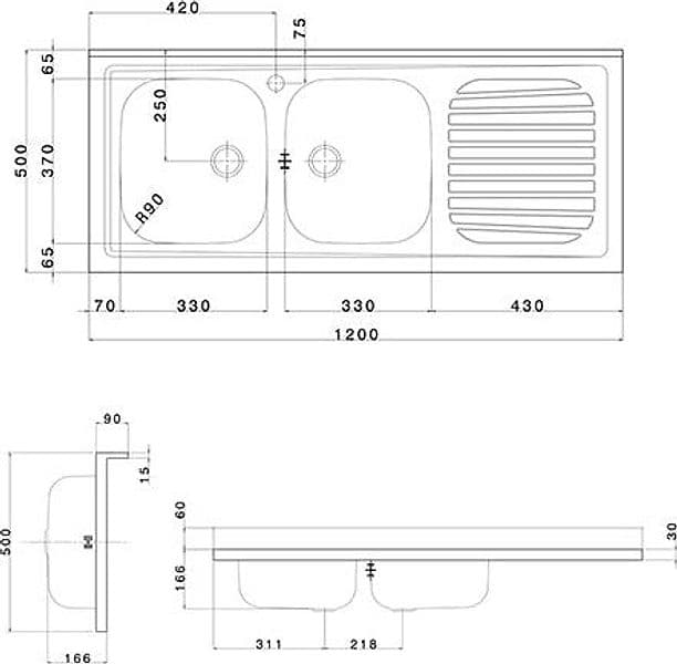 Lavello Appoggio In Acciaio Inox Con 2 Vaschette- Cm 120 Gocciolatoio Dx- Apell- Pezzi 1 in Vasca singola BricoGo - Marano di Napoli, commercioVirtuoso.it