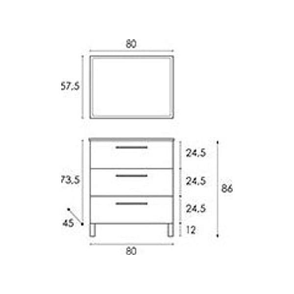 Mobile Bagno Athena 3 Cassetti (Da Montare)- Cm 86 X 80 X 45 Rovere Alaska- Dh- Pezzi 1 in Mobili a terra BricoGo - Marano di Napoli, commercioVirtuoso.it