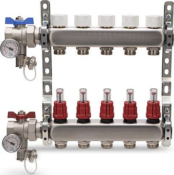 Collettore di Distribuzione in Acciaio INOX Completo Aton 7 Vie 1 x 3/4