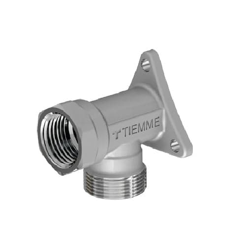 RACCORDO CURVO FEMMINA CROMATO CON FLANGIA- 3/4 - 24X19 fil (D.16)- TIEMM- pezzi 1