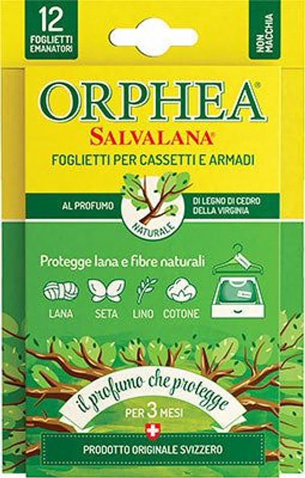 Antitarme Salvalana Foglietti Orphea Legno di Cedro 12 Pezzi