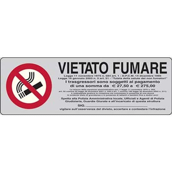 Targa Segnaletica Adesiva Vietato Fumare Vinile 15 x 5 cm 10 Pezzi