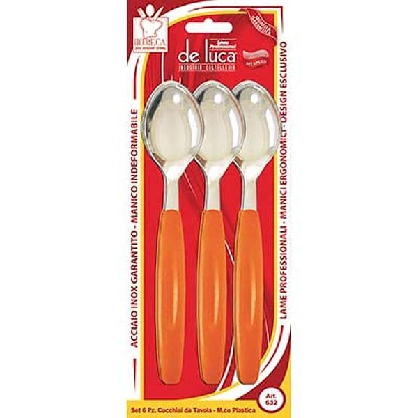 Cucchiaio Tavola Super De Luca Manico Plt Inox Colori Assortiti 6 Pezzi