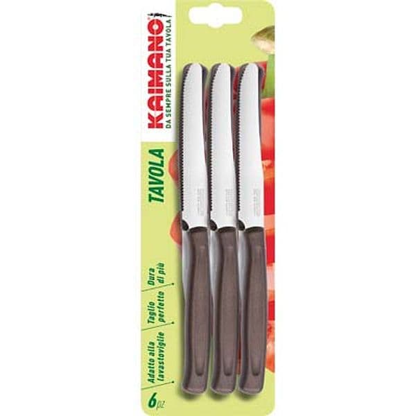 Coltello Tavola Dinamik Kaimano Manico Plt Marrone Inox 11 cm 6 Pezzi