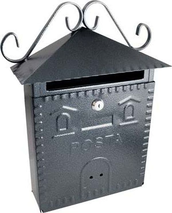 Cassetta Posta Casetta 703 Acciaio Vern Nero Argento Mm 300X100 H.mm 360