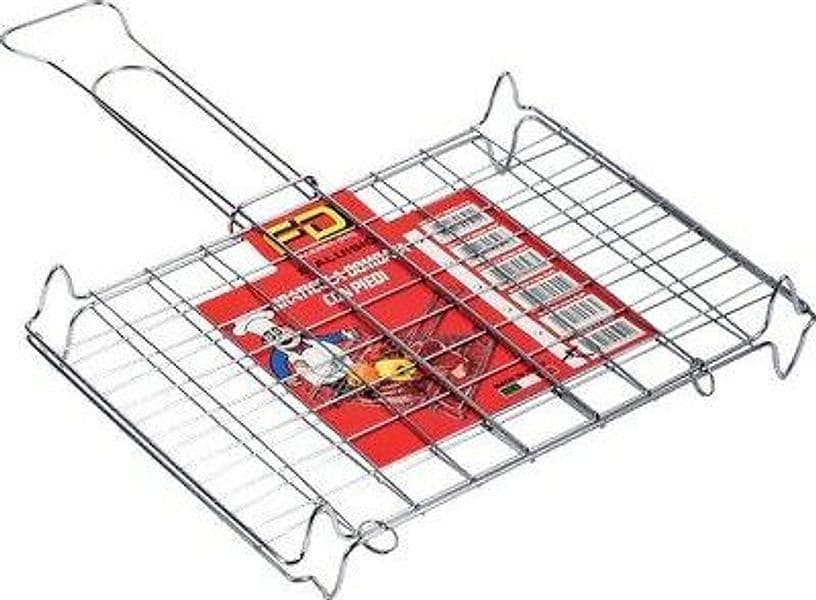 Graticola Barbecue a Barre Doppia Fd Acciaio Cromato 30 x 25 cm 2 Pezzi