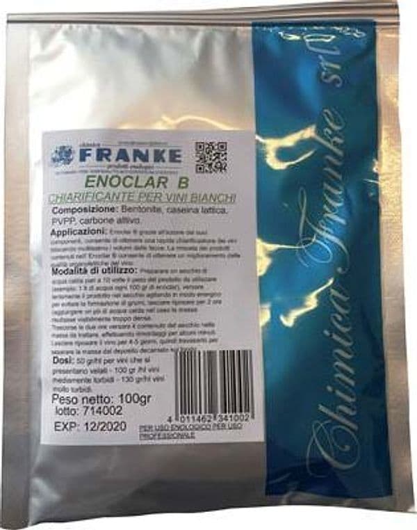 Chiarificante Enologico Enoclar B Franke Vino Bianco 100 g 5 Pezzi
