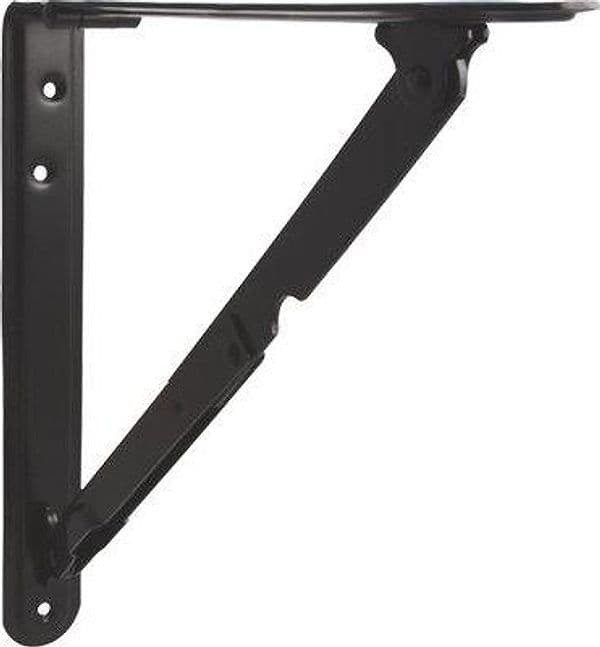 Reggimensola Pieghevole Acciaio Verniciato Nero 300 x 300 mm 2 Pezzi