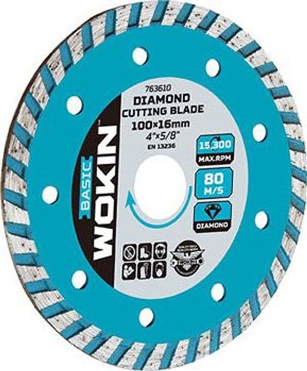 Disco Diamantato a Corona Zigrinata 763 Wokin 115 x 22,2 mm 1,8 mm 5 Pezzi