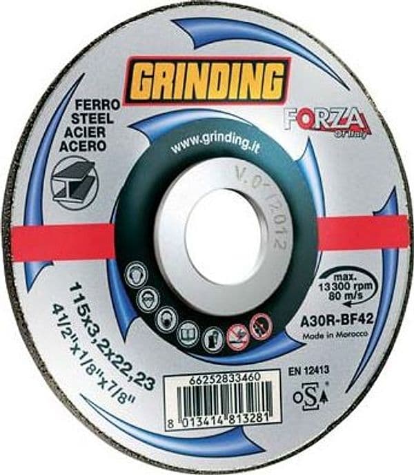 Disco Abrasivo Taglio Ferro Depresso Forza 115 x 22,2 mm H 3,2 mm 25 Pezzi