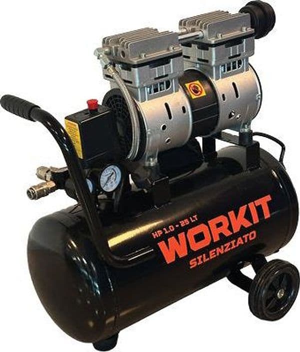 Compressore Ac Silenziato Workit Secco Lt 25 HP 1,0