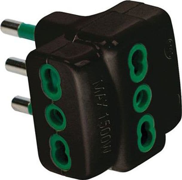 Adattatore Triplo 16A Garanti Nero 2P con T 10 Pezzi