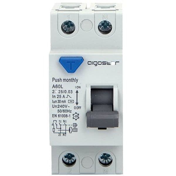 Interruttore Differenziale Puro Aigostar 2P Volt 230 a 25 Ka 6,0 Ma 30