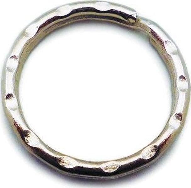 Anello Portachiave Goffrato Self Acciaio Nichelato 25 mm 2 Pezzi