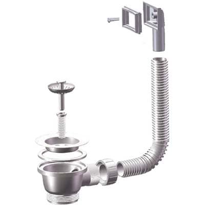 PILETTA MINIBASKET LAVELLO INOX + TROPPO PIENO - PP/INOX 11/2F + TAPPO GRIGLIA BASKET- 2 pezzi