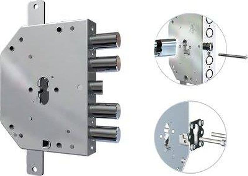 Serratura Metallo Applicare 2155 Pen Fl Cr F.sagom M2 Tripl con Scr Ip.mm
