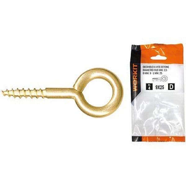 Occhiolo a Vite Ottone Self Workit Mod 17X40 6 x 18 x 2,5 mm 4 Pezzi