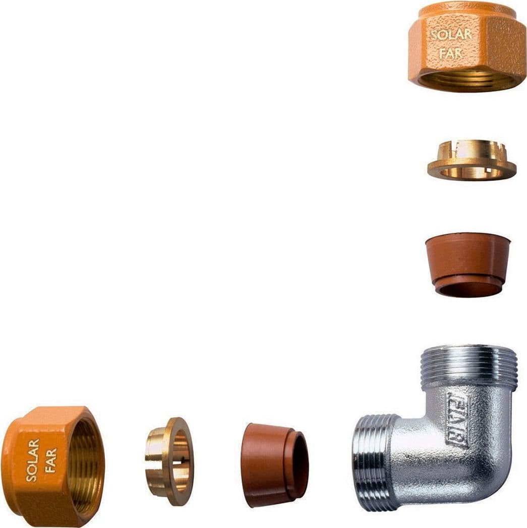 Gomito Doppio Completo Di Kit Di Tenuta Per Impianti Solari- Diam. 18- Far- Pezzi 1 in Accessori per regolatori di ricarica BricoGo - Marano di Napoli, commercioVirtuoso.it